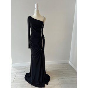 Xscape Rhinestone black One-Sleeve Gown size 6 NWT